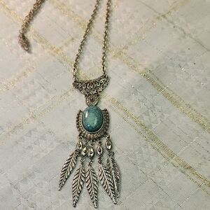 Silver and Turquoise Pendant Necklace